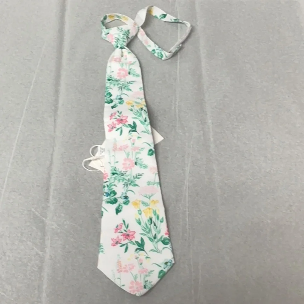 Janie and Jack Floral Kids Tie - White and Green